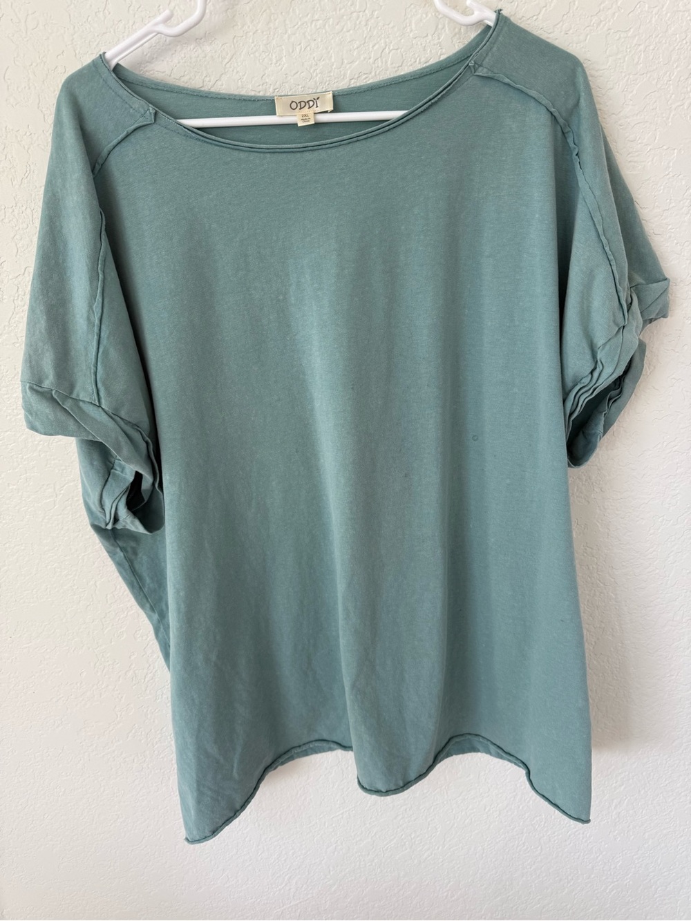 ODDI oversized Short-Sleeve Tee in Sage Green with seam detailing